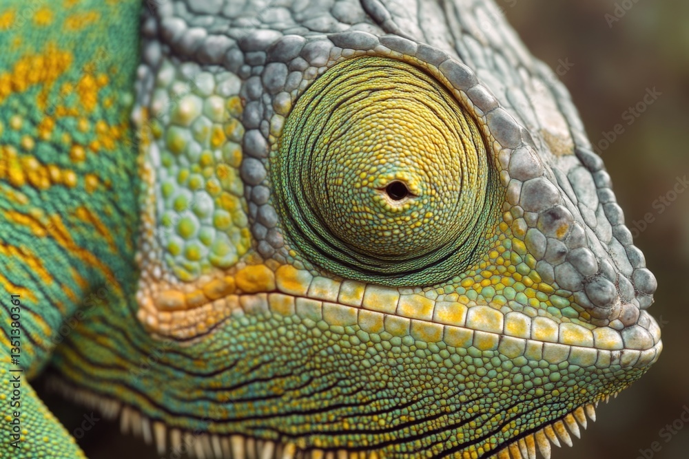 Poster A detailed view of a small reptile with bright colors, suitable for use in educational materials or as a decorative image