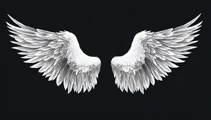 angel wings isolated on black background
