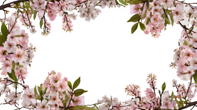 Blooming spring branch frame s, blossom, flowering trees, pastel spring summer, photo frame , png.