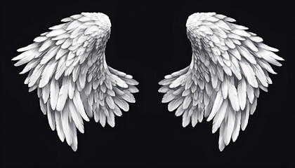 angel wings isolated on black background