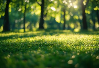 Naklejka premium The bright sun is shining beautifully through the lush trees in a park