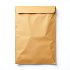 A4 brown envelope, open flap, kraft paper material, realistic texture, isolated transparent
