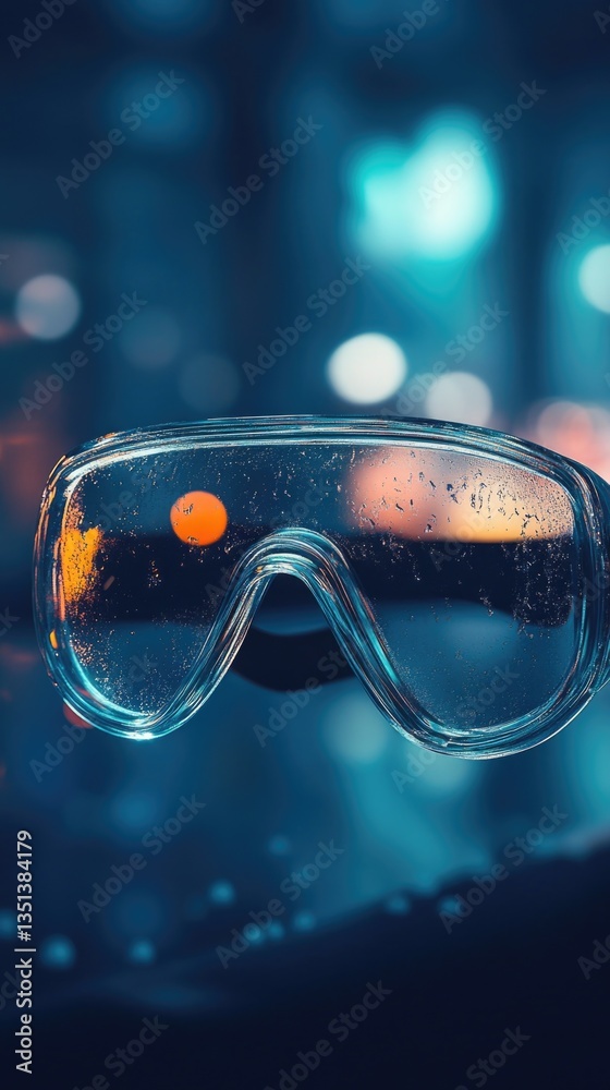 Poster a pair of goggles sitting on a table, ready for use