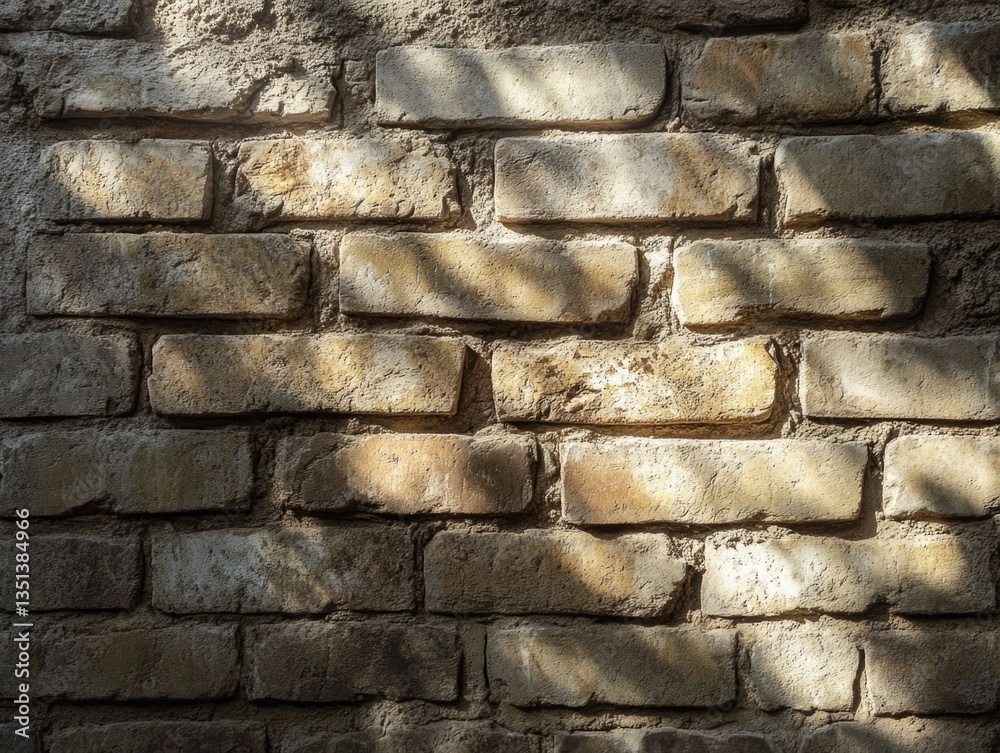 Poster A simple brick wall with a subtle shadow of a tree