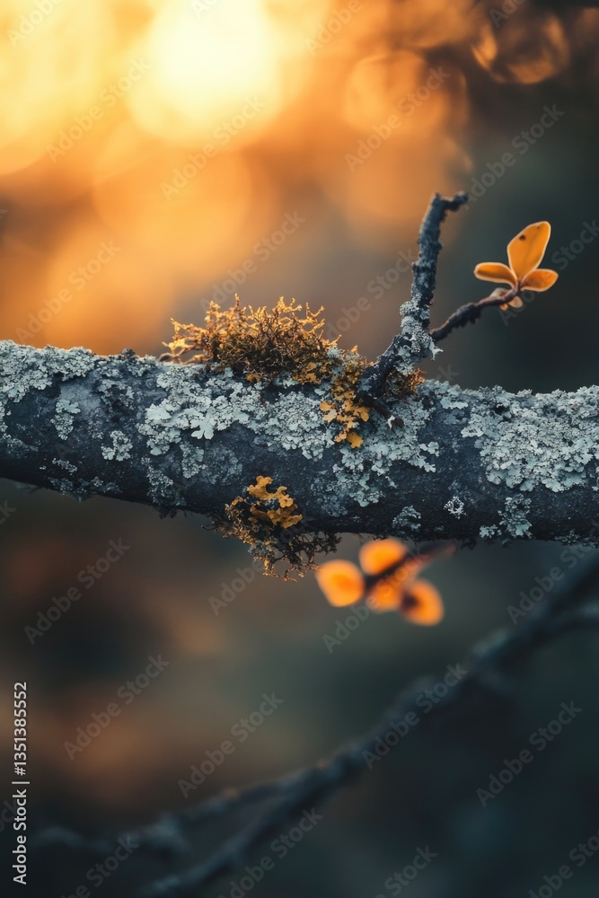 Poster A branch from a tree with a butterfly perched on its end