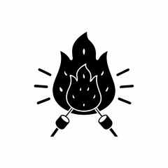 creative details Bonfire with Marshmallows on Sticks Icon vector illustration