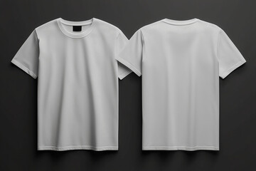 blank t shirt color white template mockup front and back view t- shirt on black background, fashion design print clothing