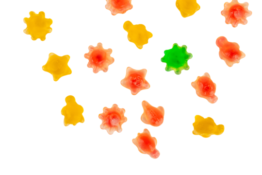 Assorted gummy candies, Juicy colorful jelly sweets. Gummy candies on transparent background - Powered by Adobe