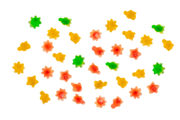 Assorted gummy candies, Juicy colorful jelly sweets. Gummy candies on transparent background