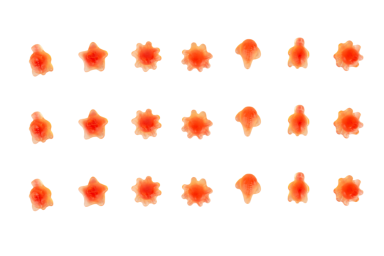 Assorted gummy candies, Juicy colorful jelly sweets. Gummy candies on transparent background