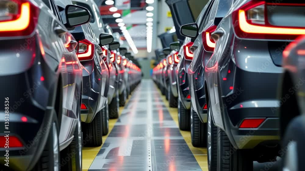 Poster the assembly line of the future for automotive production showcases the integration of smart manufac