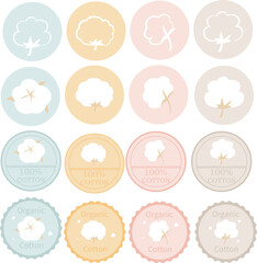 手書き風の綿花のイラスト、アイコン