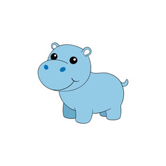 Naklejka premium charming-baby-hippo-on-white-background