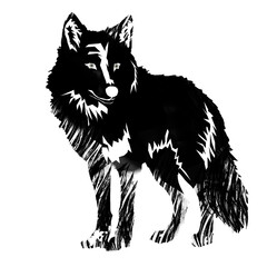 Siberian Wolf Silhouette – Minimalist and Rustic Wildlife Art