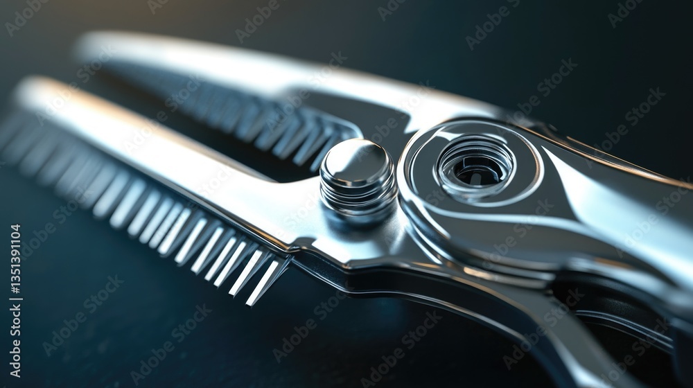 Poster A pair of scissors sitting on a table, ready for use
