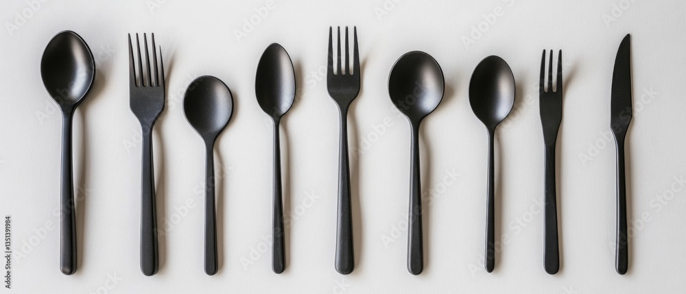 Aufkleber a collection of utensils arranged neatly on a clean white surface