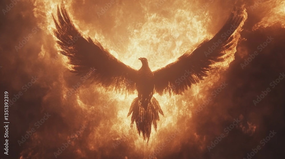 Poster a large bird soars through the clouds