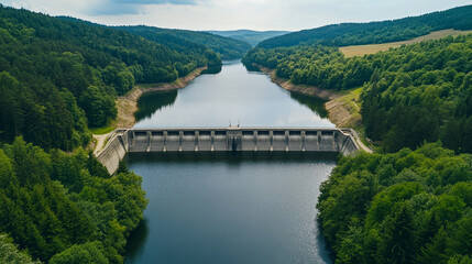 Fototapeta premium A scenic view of a dam. 