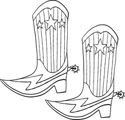 Boot Cowboy 4th of July Theme Style Country Outline