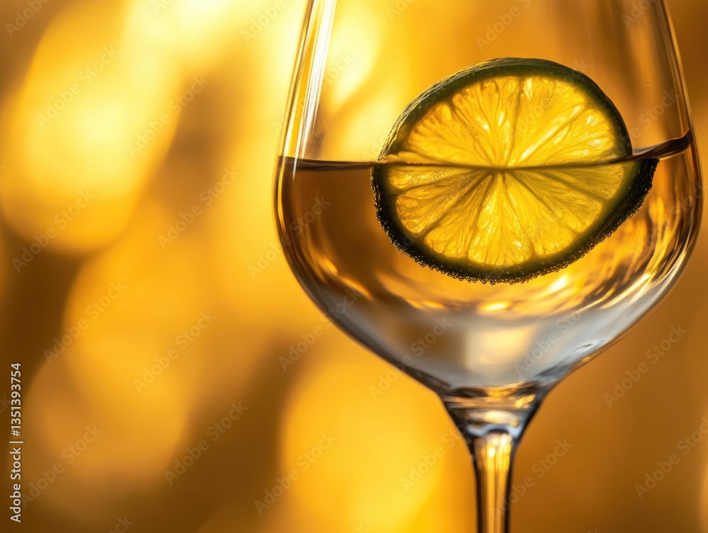 Poster a glass filled with red wine and a slice of lime, perfect for a relaxing evening