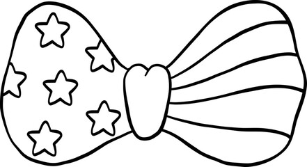 Star And Strip 4th of July Bow America Outline