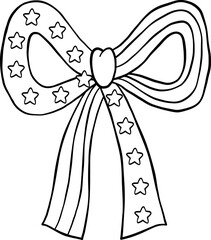 Star And Strip 4th of July Bow America Outline