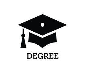 graduation Icon. graduation Logo. Graduation Congratulations Graphic with Books and Cap. A stylized graphic design celebrating graduation.