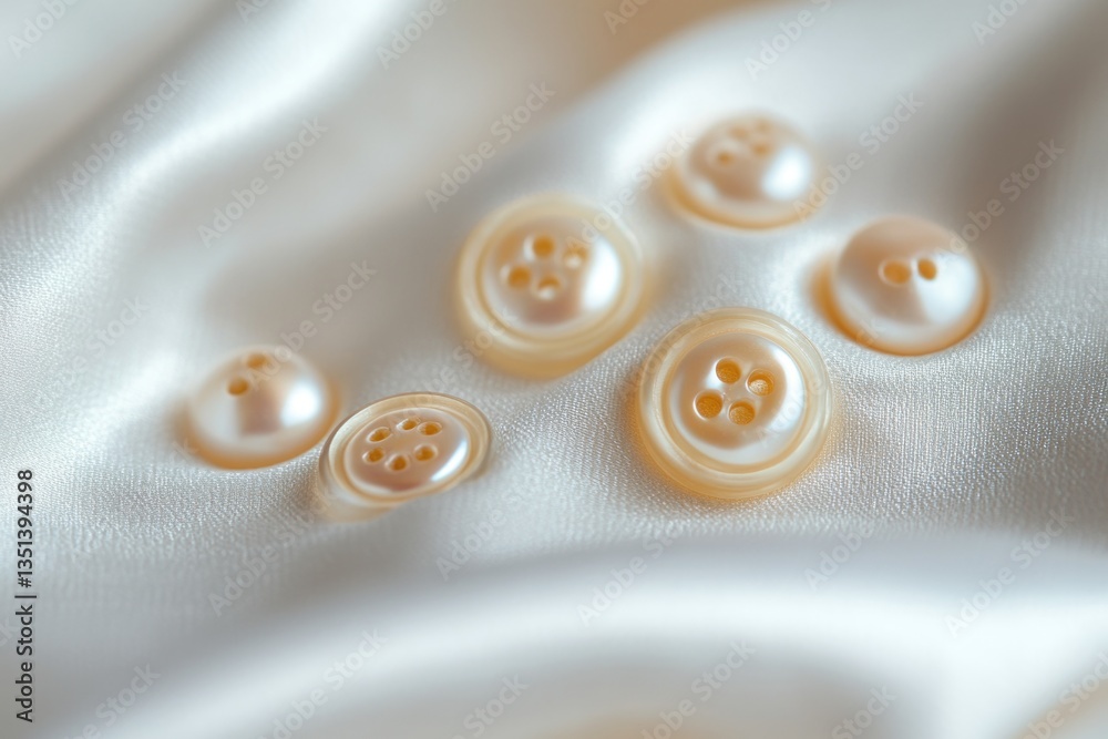 Poster a collection of buttons arranged on a white cloth, ideal for use in sewing or craft projects