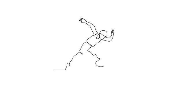 Animated self drawing of Para Athletics sports video design illustration. Para Taekwondo sport design in simple linear continuous style video concept. Sports themes design for your asset design.