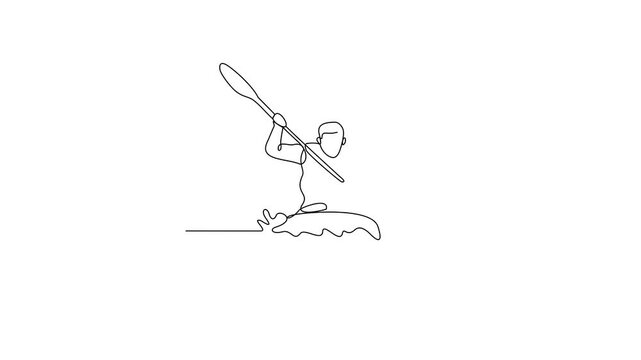 Animated self drawing of Para Canoe sports video design illustration. Para Taekwondo sport design in simple linear continuous style video concept. Sports themes design for your asset design.