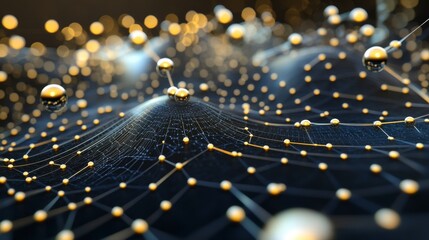 Macro of quantum computing technology. Digital patterns of big data. Microworld of LLM AI learning process. Nano technology presentation. 3d render illustration. 3D Illustration