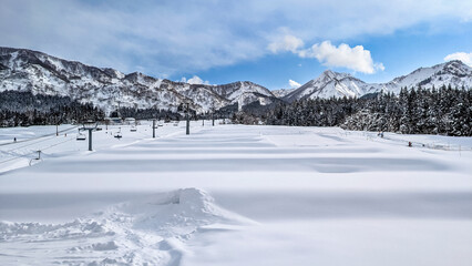 Panoramic mountain view from ski resort