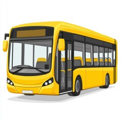 Bright Yellow City Bus for Public Transport in Urban Environment with Clear Windows and Friendly Design