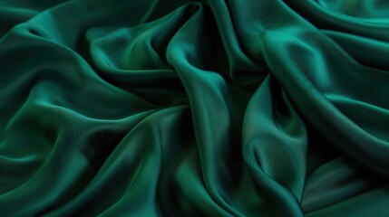 Fototapeta premium Emerald Green Silk Drapery: Luxurious Texture and Opulent Flow