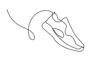 Continuous single line drawing of shoe outline vector art design    