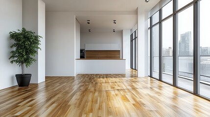 Obraz premium Empty Modern Apartment with Hardwood Floors