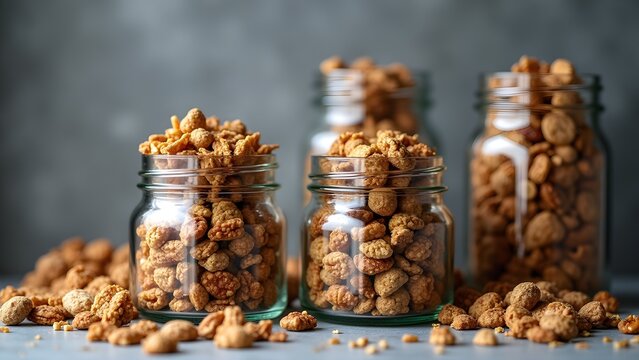Candied Peanuts in Glass Jars, a Delicious Sweet Treat Ready to Eat - Powered by Adobe