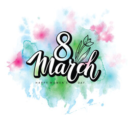 8 March vector watercolor card.