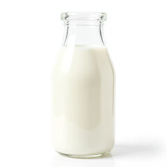 Glass jug, top view, creamy fresh milk, reflective surface, isolated transparent