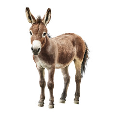 Fototapeta premium A cute cartoon donkey, watercolor clip art isolated on a white background