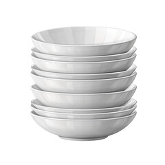 Obraz premium Stack of White Ceramic Bowls isolated on transparent background
