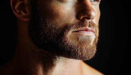 Obraz premium Close-up of a Man's Serious Facial Hair.
