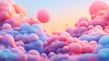 Pastel Cloudscape with Dreamy Spheres.