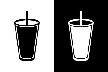 Black and White Milk Tea Cup Icon Crisp & Stylish.