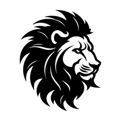 Detailed black and white illustration of a lion head, perfect for graphic design and wildlife projects.