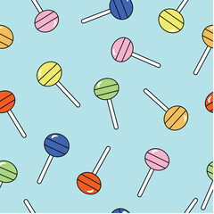Lollipop seamless pattern. Isolated pink background, background for wallpaper, wrapping, packing and backdrop.