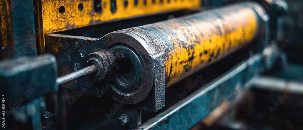 Poster a close-up view of a machinery in operation