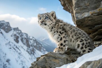 Naklejka premium lynx in the snow