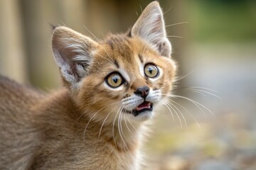 Curious Young Wildcat Explores Its Surroundings in Nature Generative AI