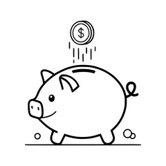 Piggy Bank Saving Money Line Art Illustration